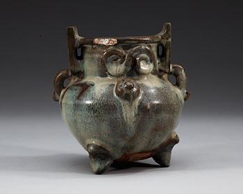 A chün glazed tripod censer, Yuan dynasty (1271-1368).