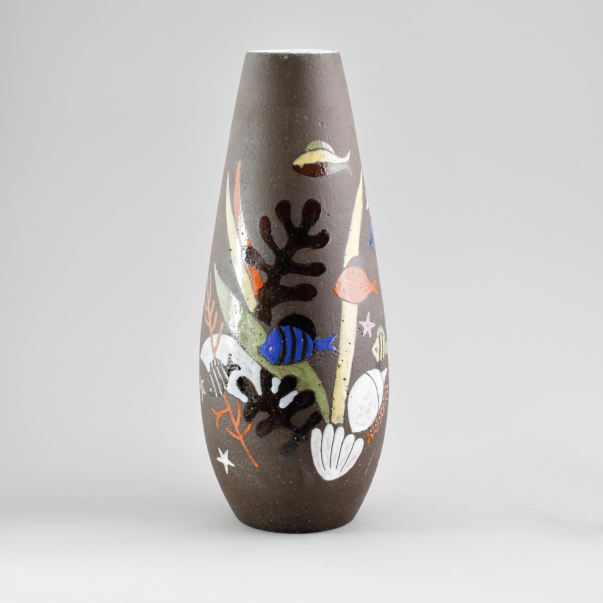 GOLVVAS, stengods, "Havsflora", Anna-Lisa Thomson, Upsala-Ekeby.