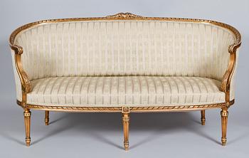 SALONGSMÖBEL, 8 del, gustaviansk stil, 1900-talets första hälft.