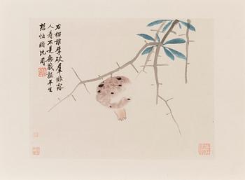 Qi Baishi, after, kokoelma puupiirroksia, Rong Baozhai, päivätty 1953.