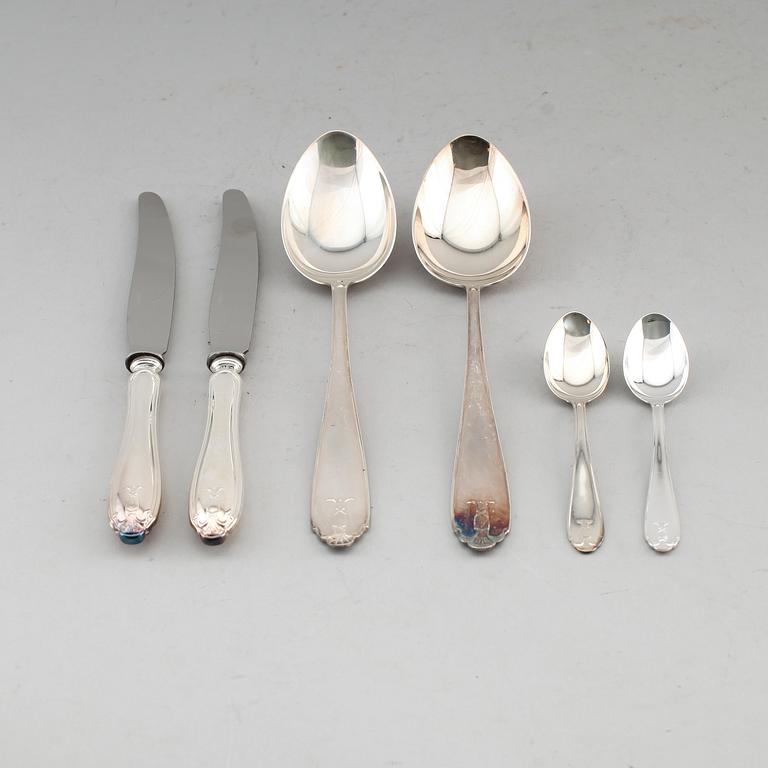 BESTICK, 15 delar, silver, GAB, Stockholm 1940-tal. Total vikt med stålblad ca 720 g.