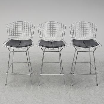 HARRY BERTOIA, three bar stools, Knoll International.