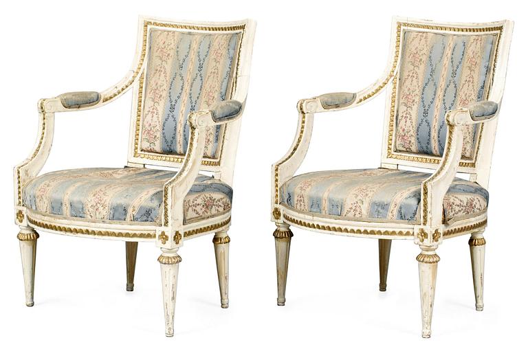 A pair of Gustavian armchairs by J. Lindgren.