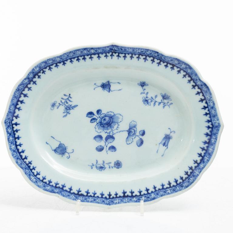 Four blue and white serving dishes, China, Qianlong (1736-95).