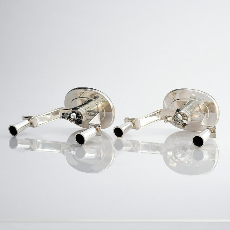 Carl Fredrik Carlman, a pair of silver candlesticks, design by Per Sköld, Stockholm, Sweden 1945.