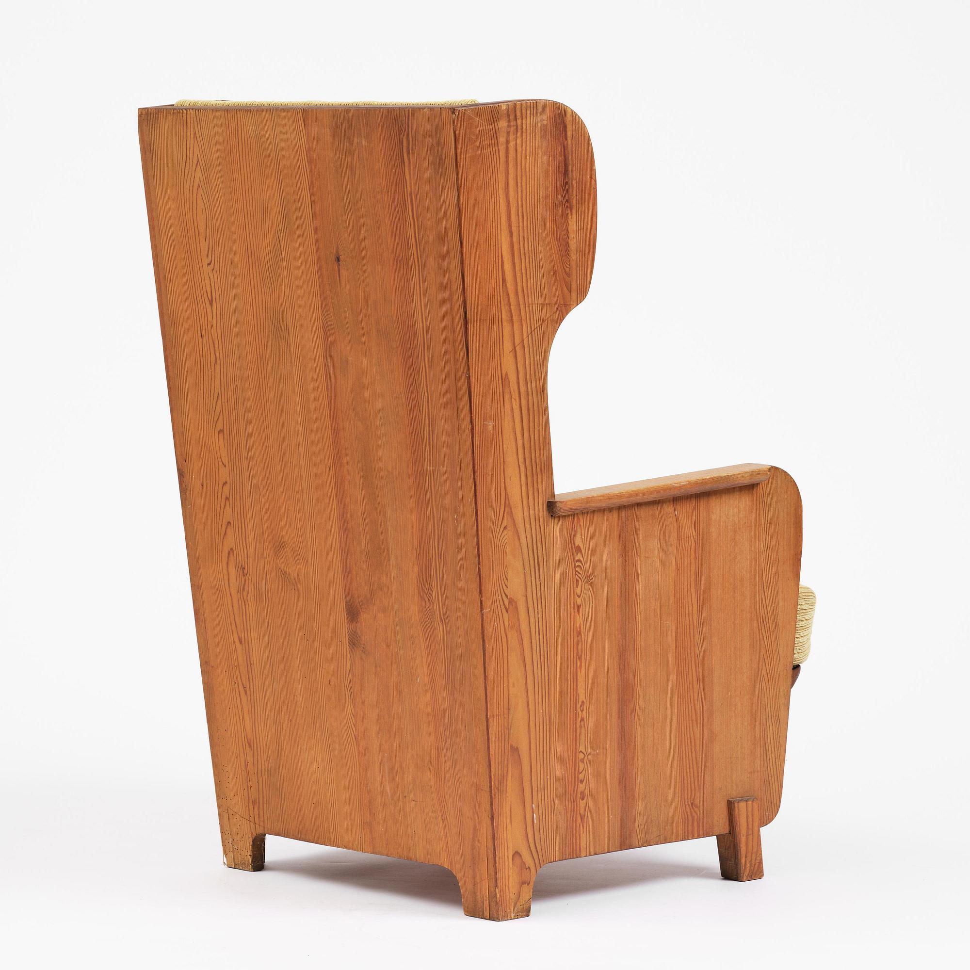 Axel Einar Hjorth, a stained pine "Lovö" armchair, Nordiska Kompaniet, Sweden, 1930s.