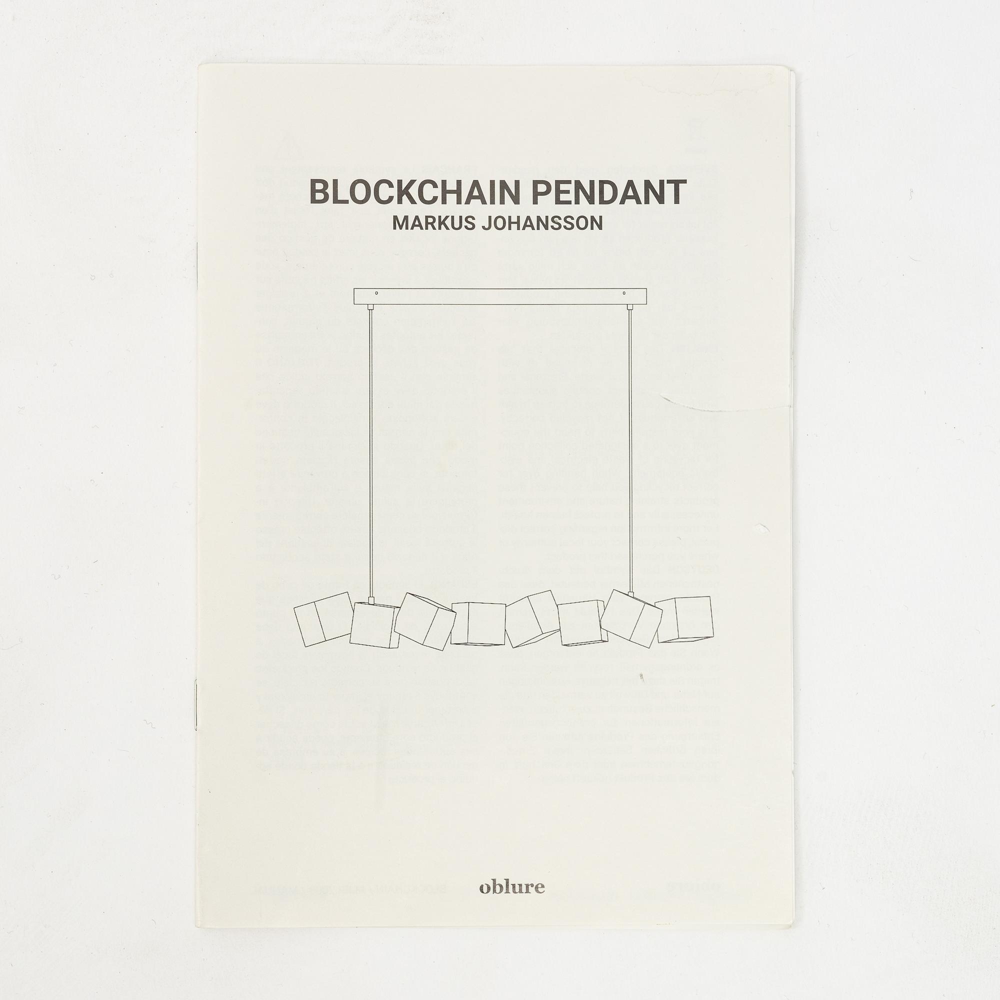 Markus Johansson, taklampa, "Blockchain pendant", Oblure, Göteborg.