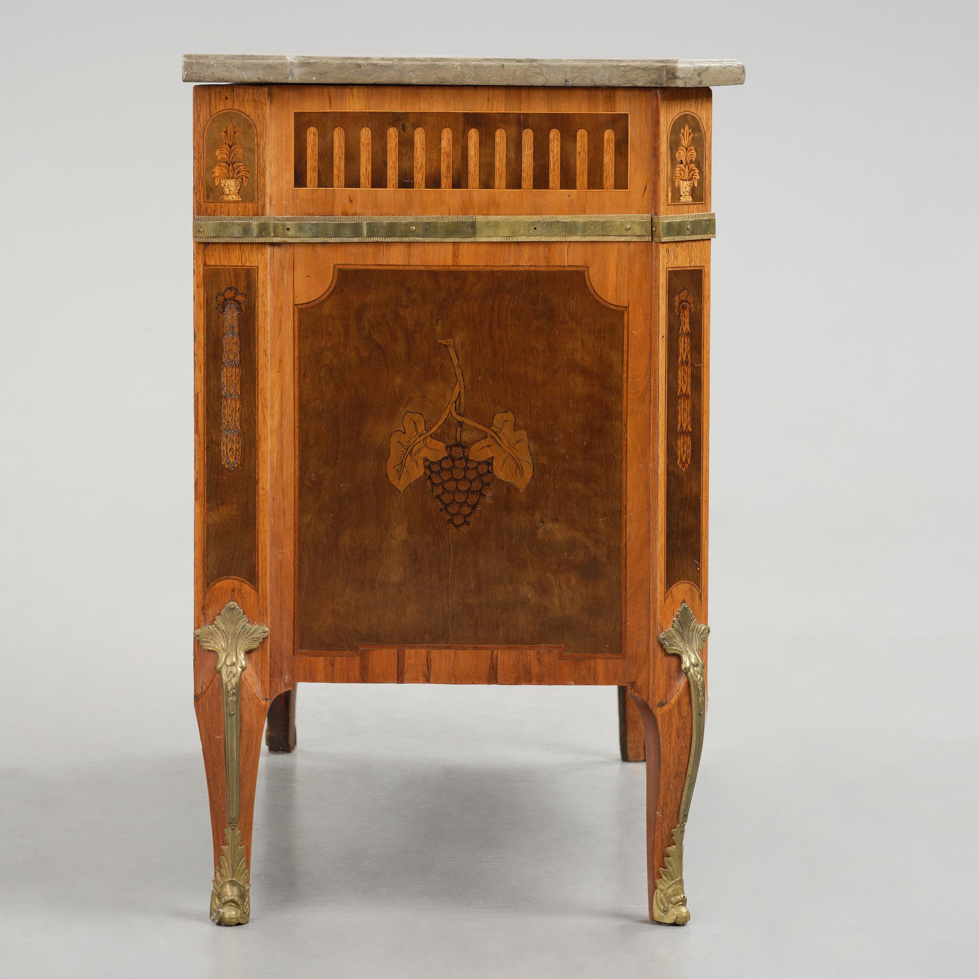 A Gustavian marquetry commode attributed to J. Hultsten (master in Stockholm 1773-94).