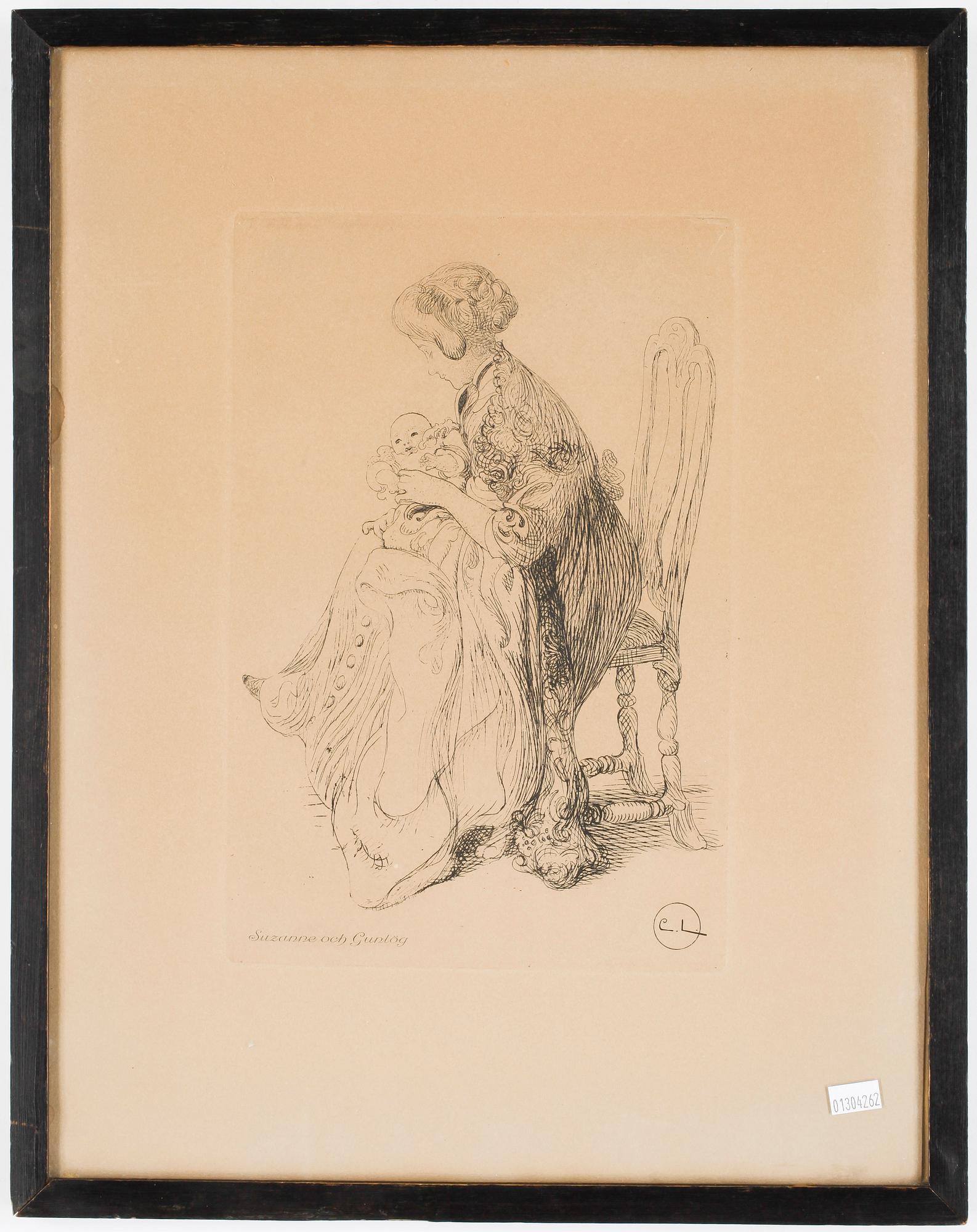 CARL LARSSON, etsning, 1915. Signerad i trycket.
