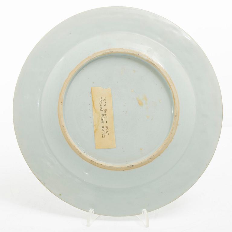 Tallrik, porslin, Kina, Qingdynastin, Qianlong (1736-95).