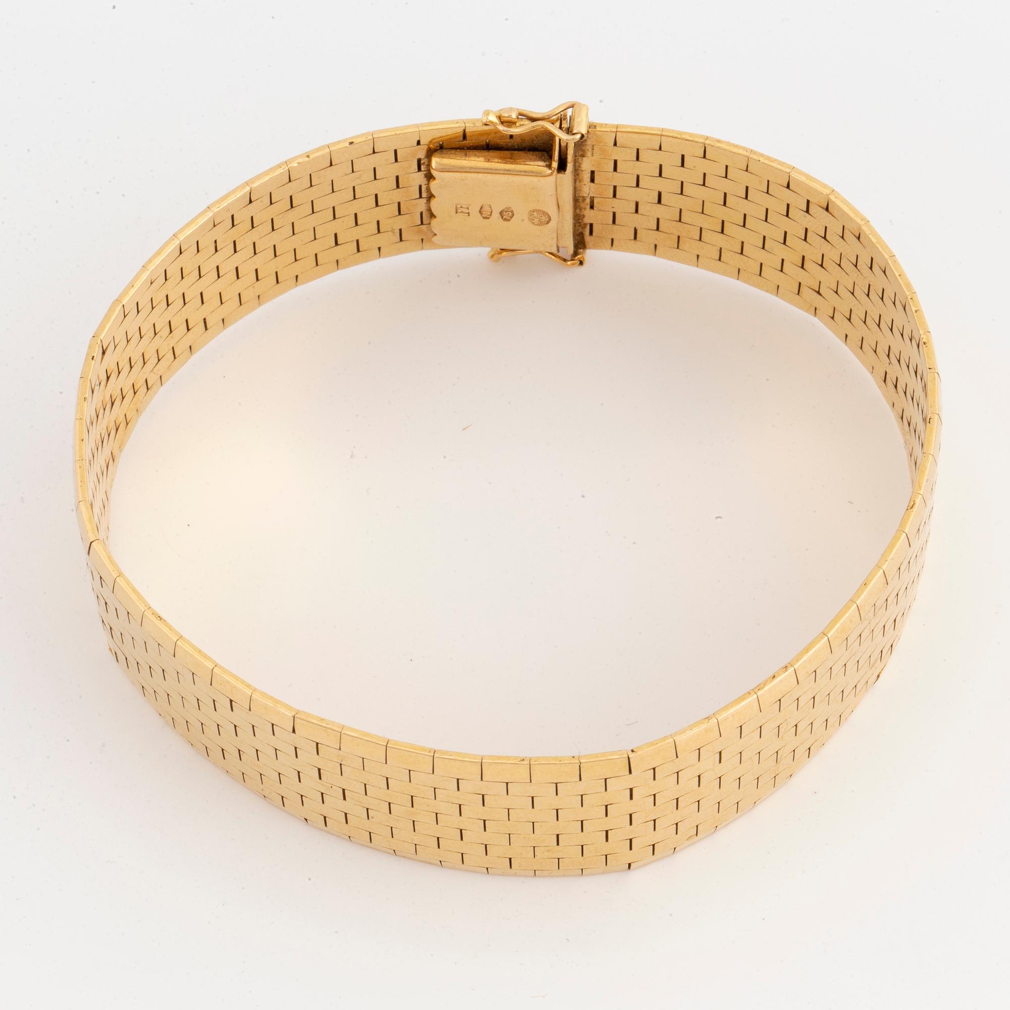 ARMBAND, 18K guld korridormatta, importstämplad.