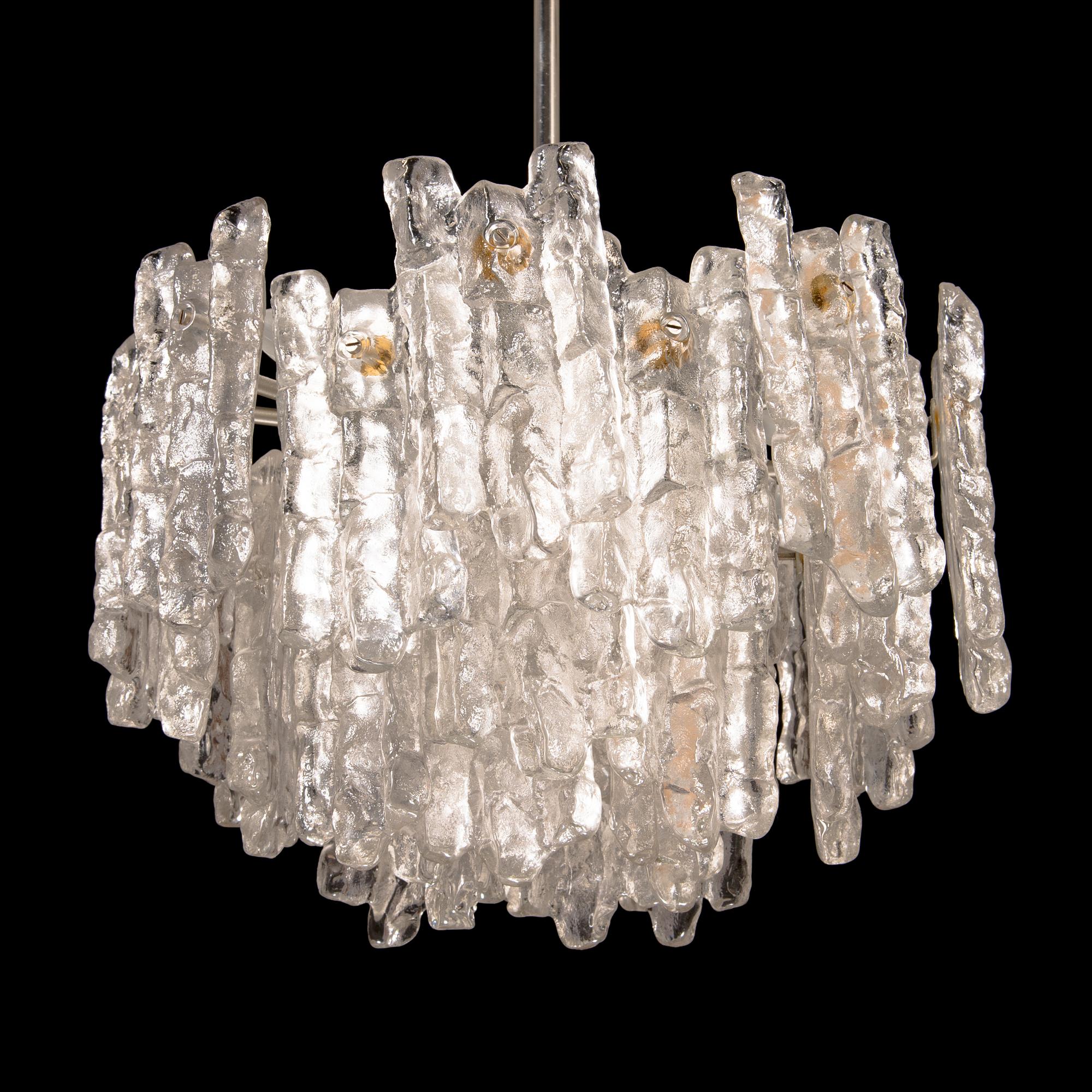 A 1960s "Ice block chandelier" by J.T Design, Kalmar, Austria.