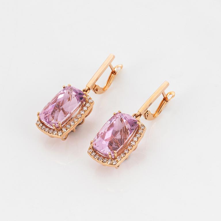 Kunzite and diamond earrings.