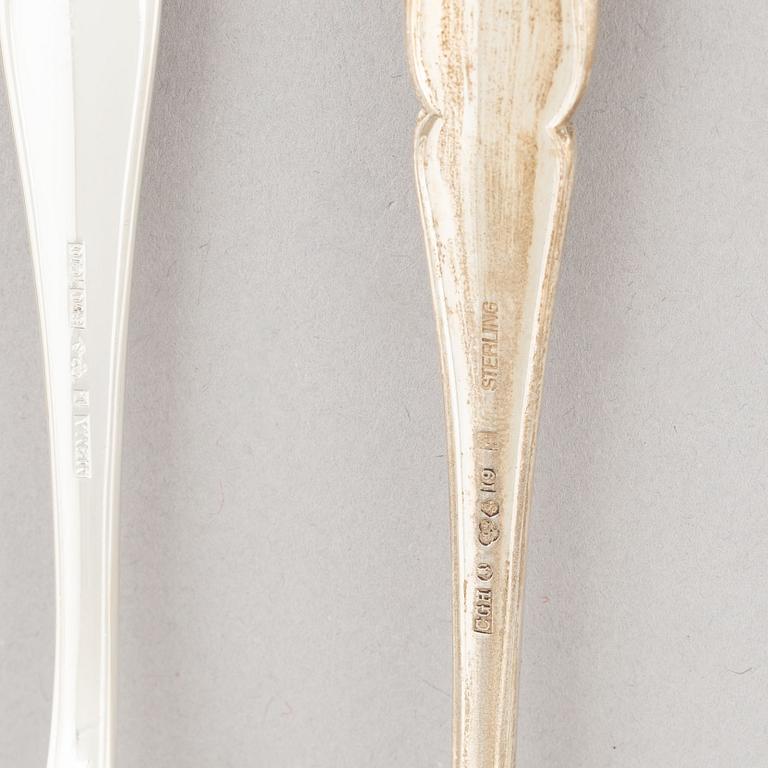 Bestickuppsättningar, 24+12 delar, silver, MEMA Guld & Silver, Lidköping 1977 och CG Hallberg, Stockholm 1959.