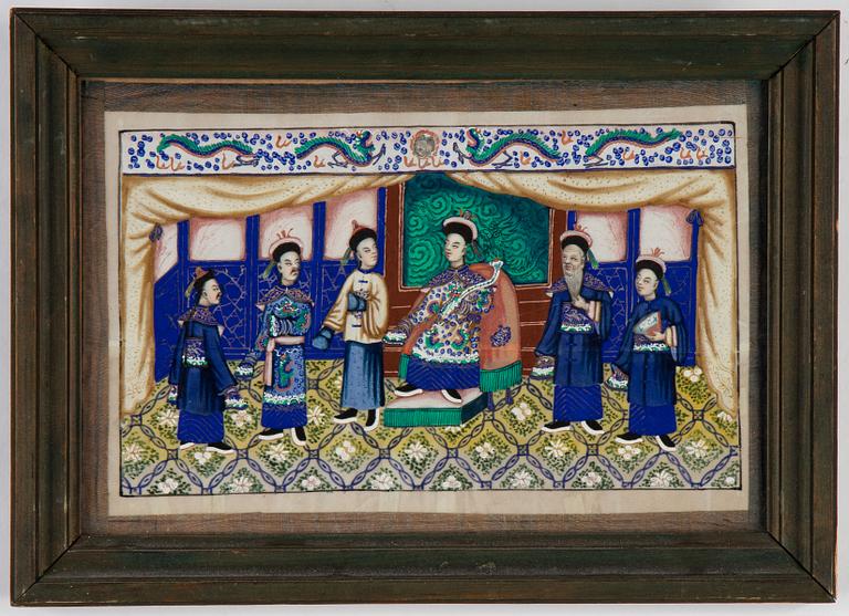 A set of five paintings by unknown Chinese artist, Qing dynasty, 19th Century.