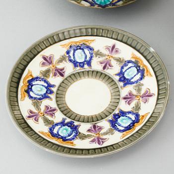 A majolica tea set of 6 pcs from Rörstrand, around the turn of the century 1900.