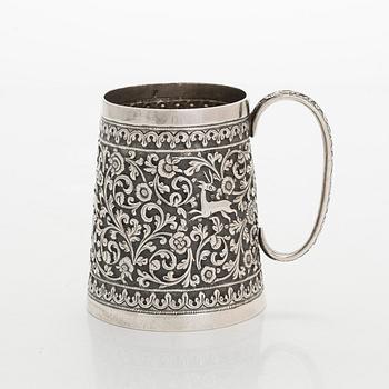 A silver mug, India, circa 1900. Finnish import mark Ossian Hopea, Porvoo 1974.