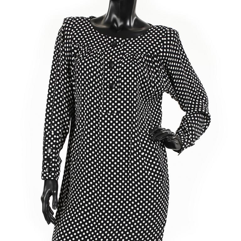 YVES SAINT LAURENT, black and white dress.