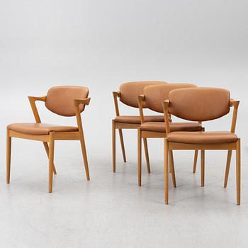 Kai Kristiansen, stolar, fyra stycken, modell 42, Schou Andersen, Danmark, 1950-tal.