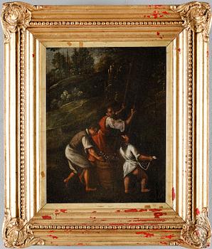 OKÄND KONSTNÄR, olja på duk uppfodrad. 1700-tal.