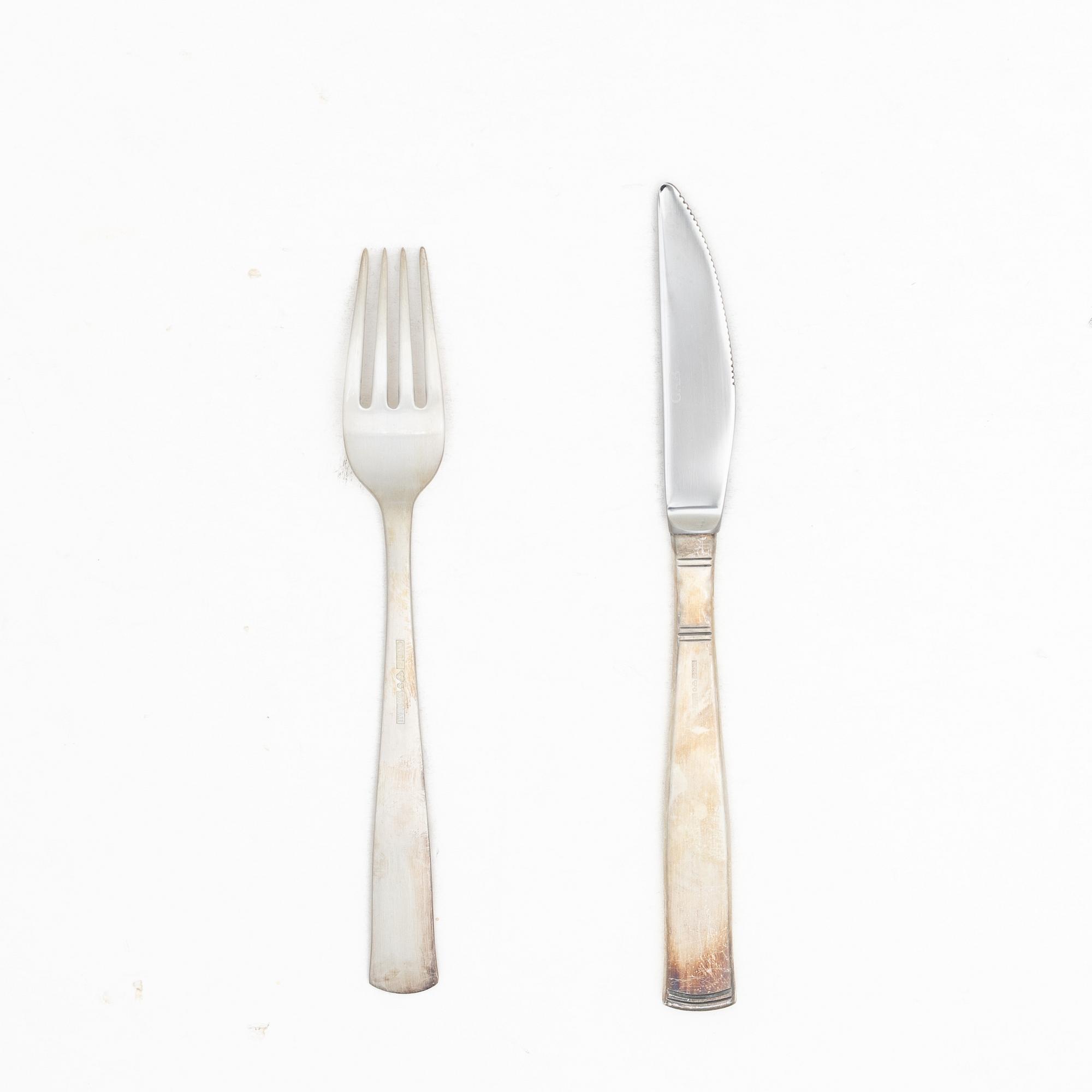 Jacob Ängman, 12 pieces of silver cutlery, Rosenholm model, GAB, Eskilstuna, 1989–99.