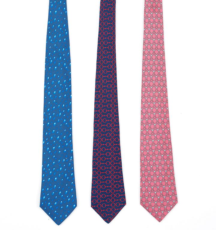 A set of three silk ties by Hermès.