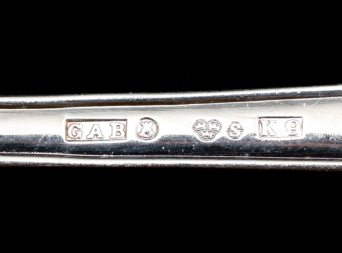 BESTICK, 47 delar, silver, gammalsvensk modell, GAB, Stockholm 1960-tal. Vikt med stålblad ca 1820 g.