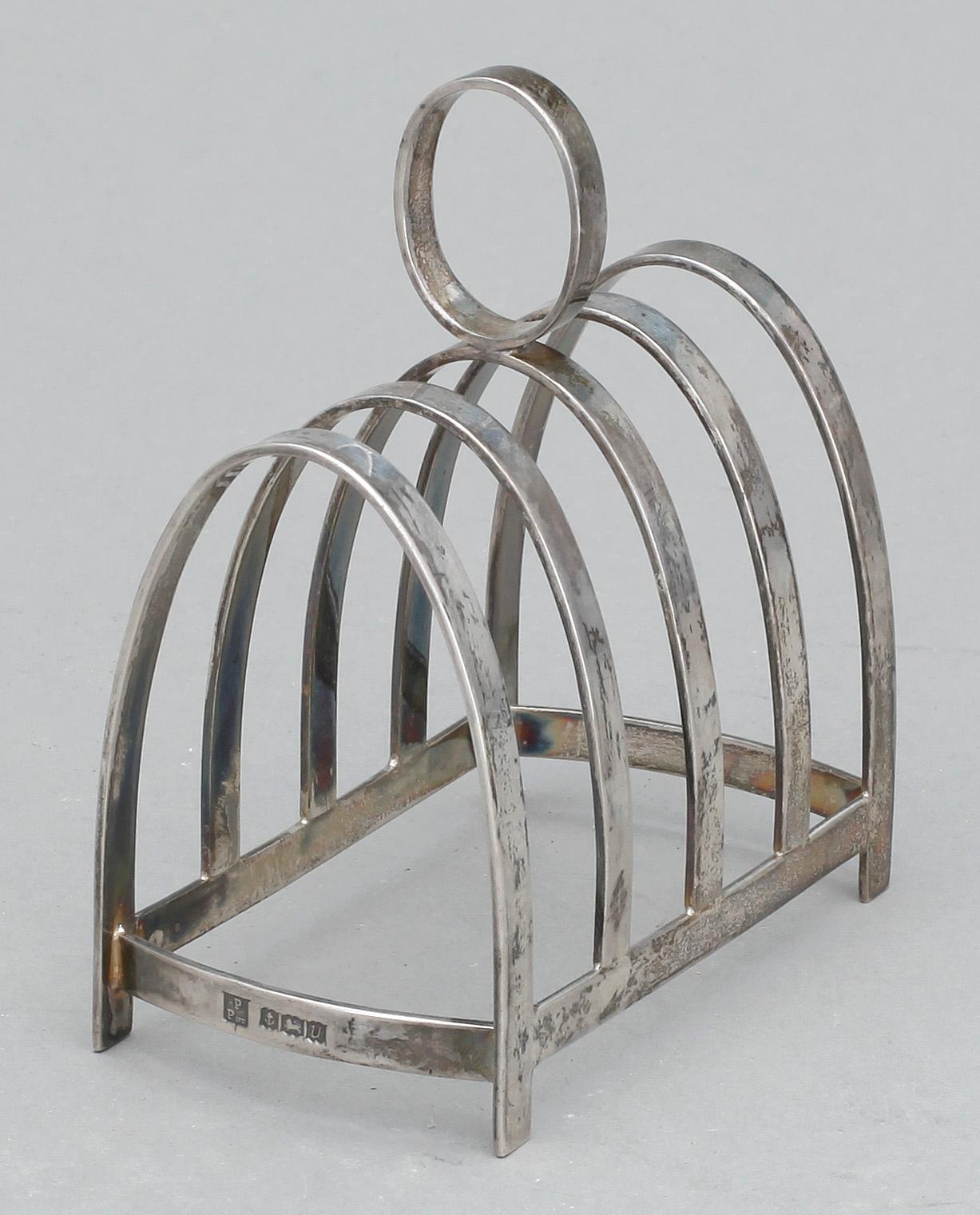 TOASTSTÄLL, silver, Birmingham 1919. Vikt ca 108 gram.