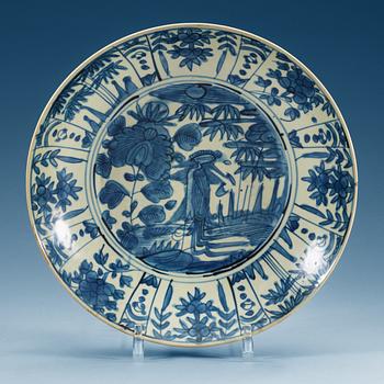 1758. A blue and white dish, Swatow ware, Ming dynasty (1368-1644).