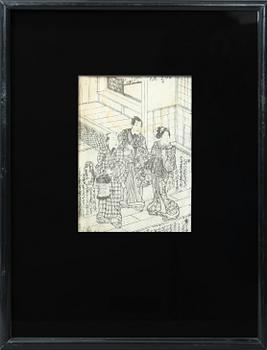 OKÄNDA KONSTNÄRER, träsnitt/blandteknik, 5 st, Japan, 1800-tal.