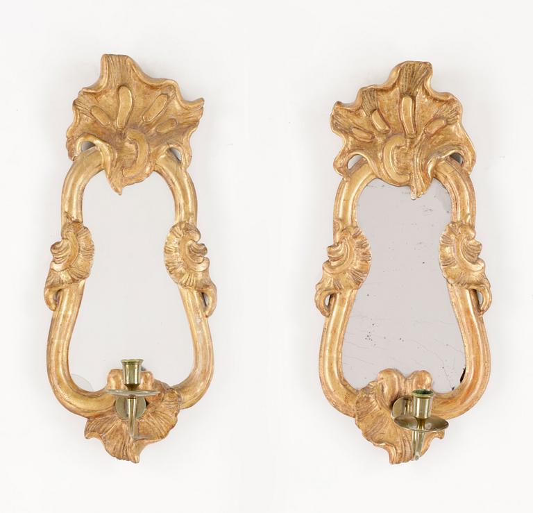 SPEGELLAMPETTER, ett par,  1700-talets mitt.