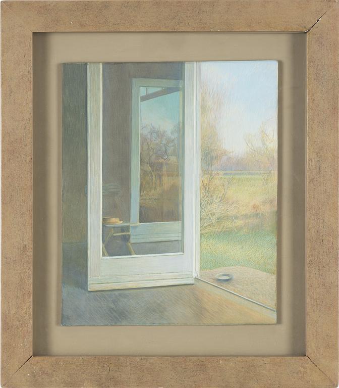David Tindle, tempera on board, signed.