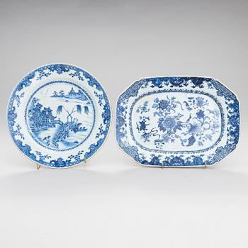 A porcelain dish and a plate, Qing dynasty, Qianlong (1736-95).