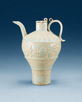 A pale green glazed ewer with cover, Song dynasty (960-1279).