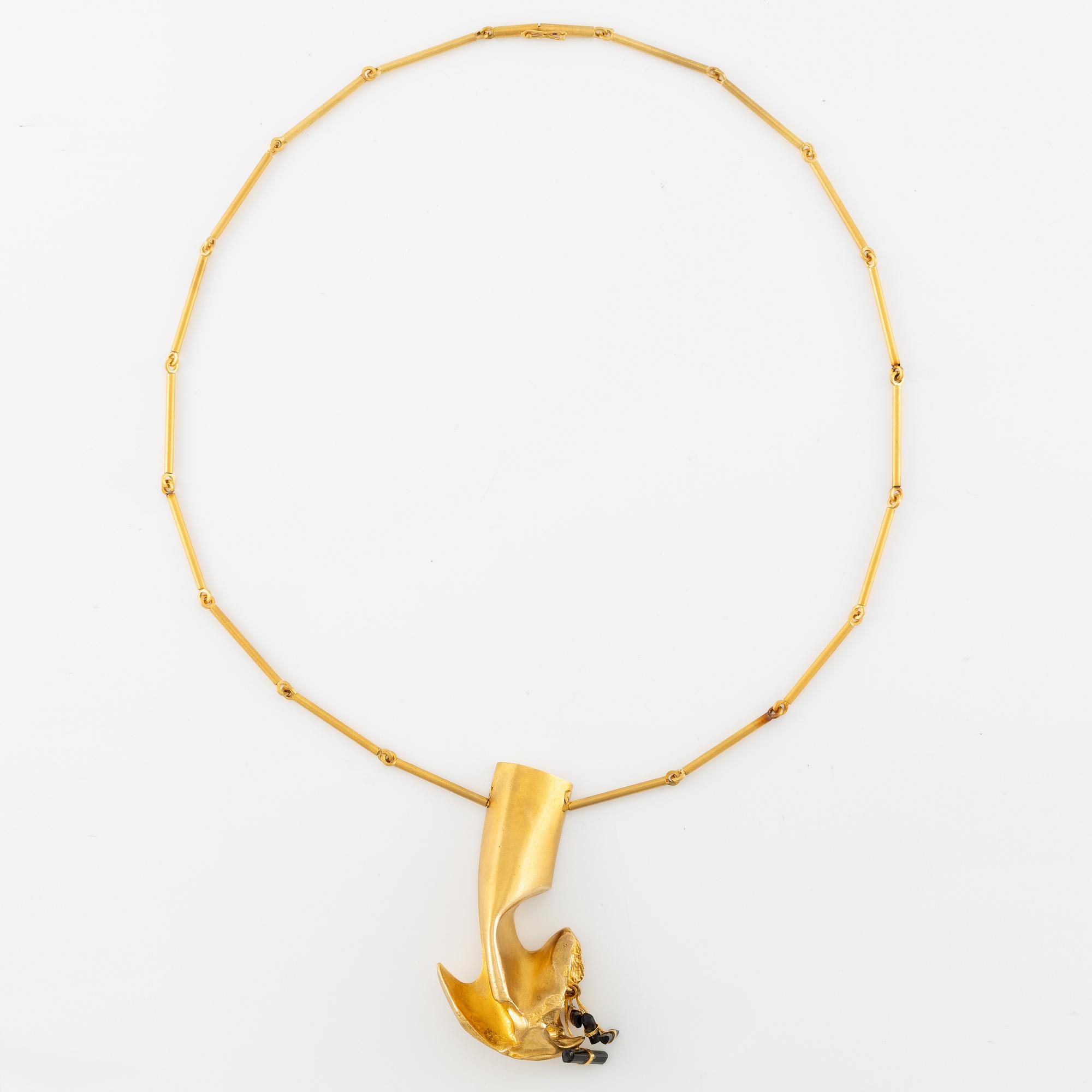 Björn Weckström collier 18K guld med turmalinstavar "Arctica" för Lapponia.