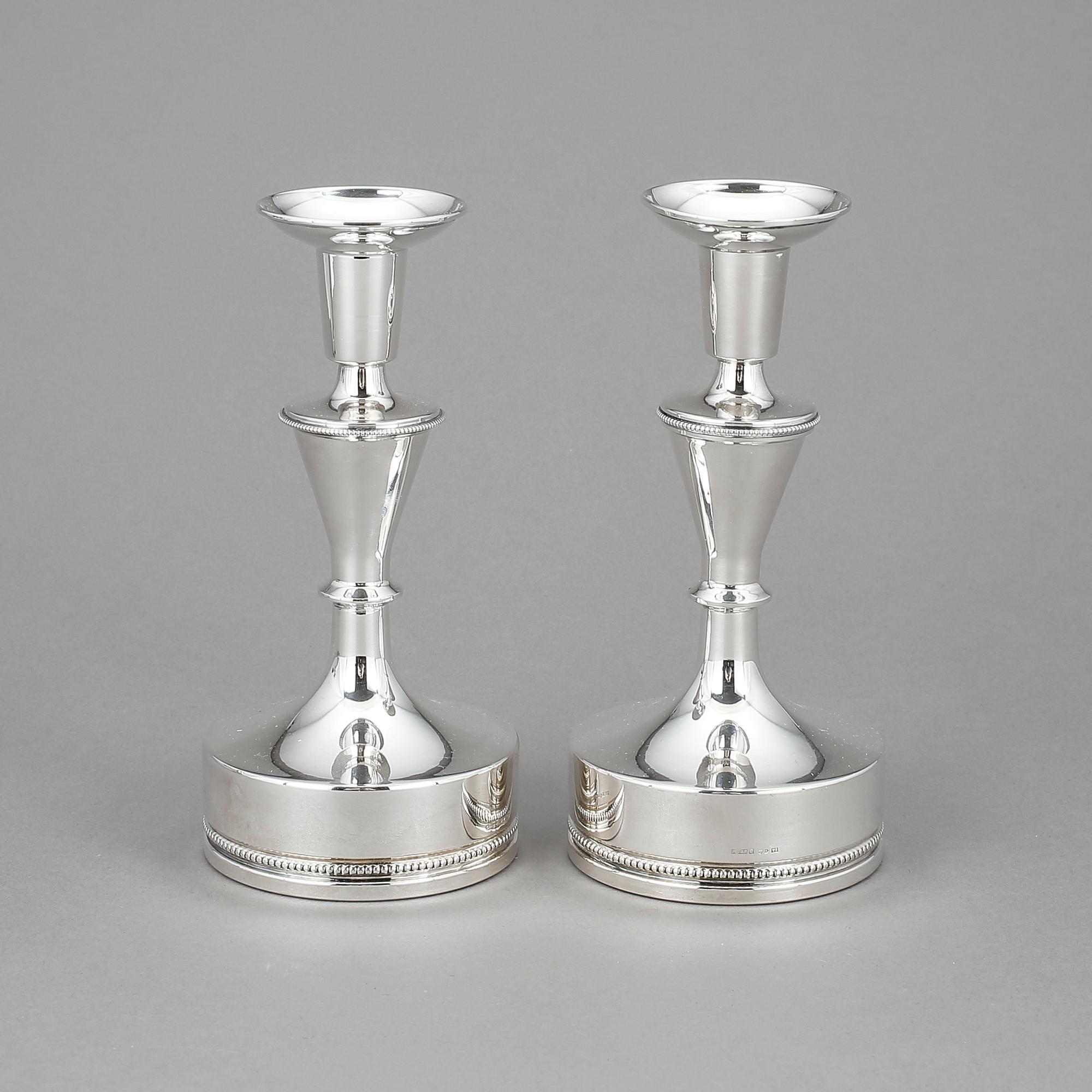 LJUSSTAKAR, ett par, silver, MGAB, Uppsala, 1973.