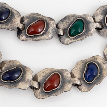 Guy Laroche necklace and bracelet, silver and paste, with box.