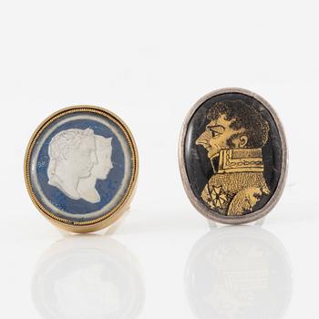 Collection of gems, seals, and miniature portraits, 19th century.