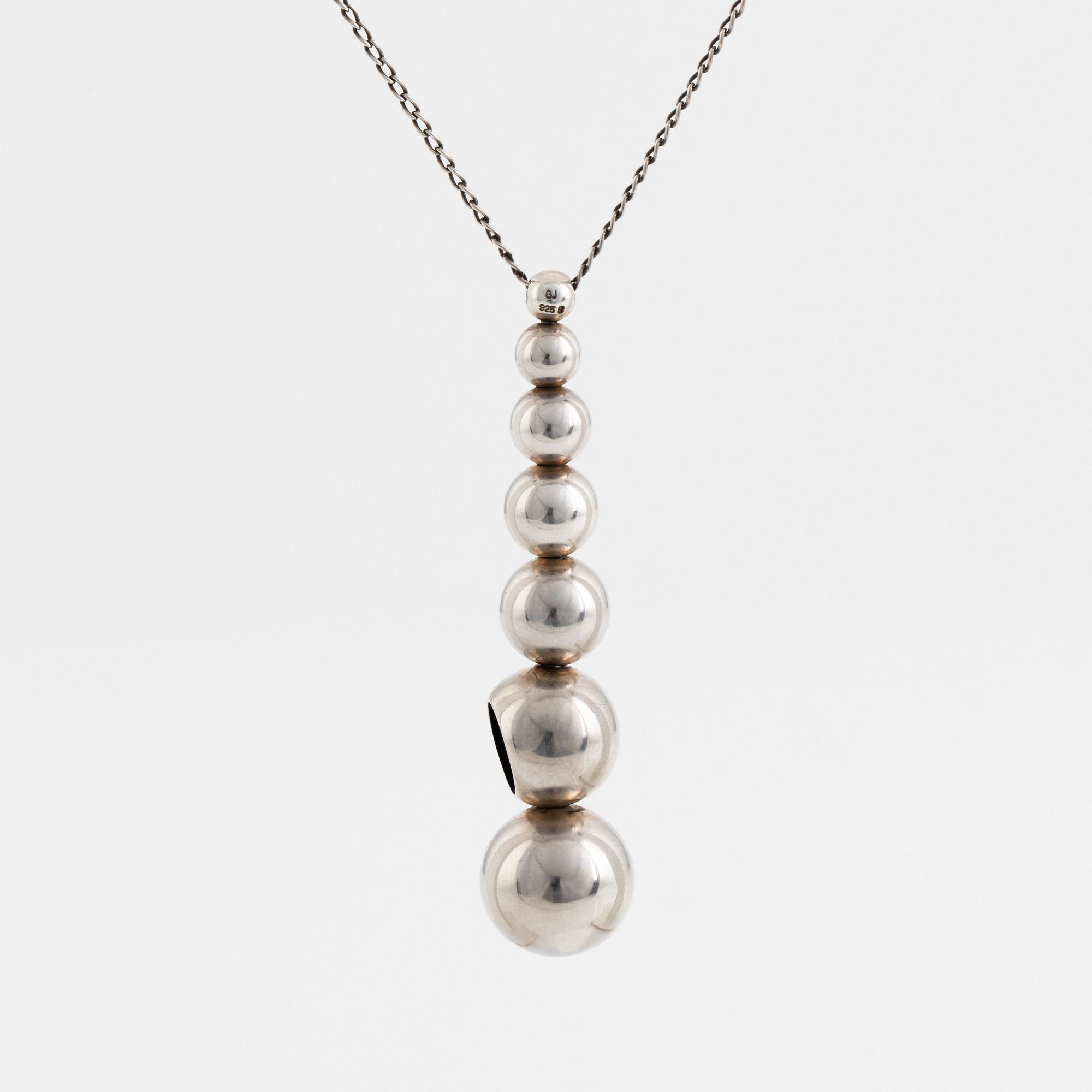 Jacqueline Rabun, pendant with chain, silver, "Cave pendant", Georg Jensen, Denmark.