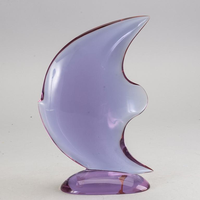 An 1950/60:s glass sculpture 'Pesce' by Flavio Poli for Seguso Vetri d’Arte, Murano Italy.