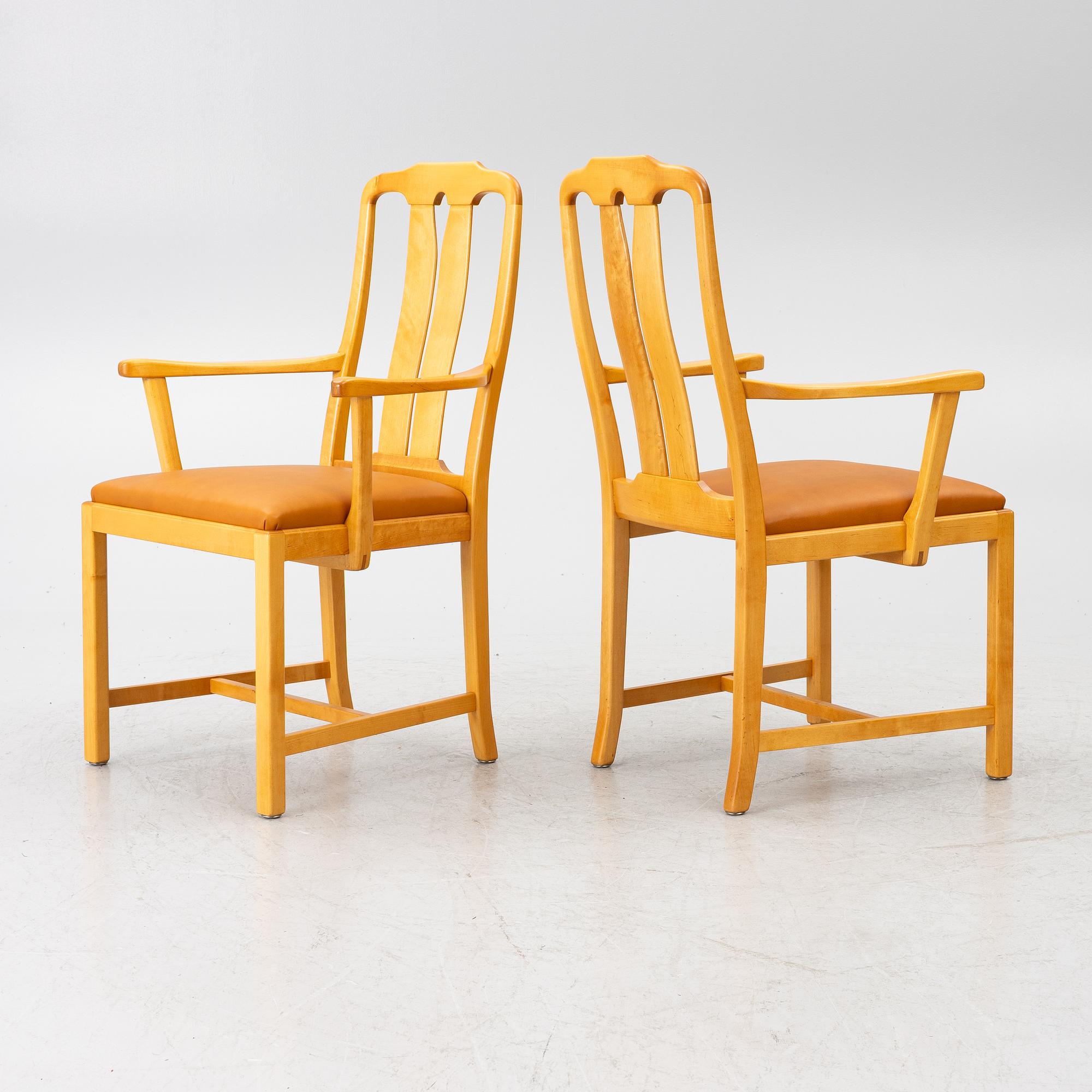 Carl Malmsten, “Ambassador”, armchairs, 6 pieces, Åfors Möbelfabrik, late 20th century.