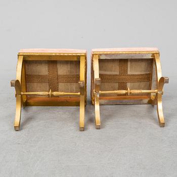 A late gustavian stool, early 19th century and  one  later made.