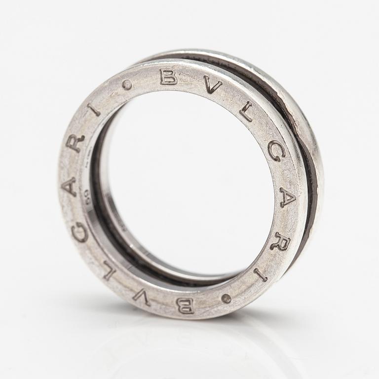 Bulgari, Ring, "Save the Children", sterlingsilver, keramisk dekor. Italien. Märkt N98E9P, Made in Italy.