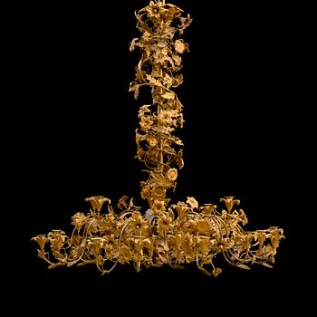 A CHANDELIER, gilt bronze and brass, middle of the 19th century, probably Russia.