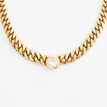 Collier, 18K guld med  briljantslipad diamant.