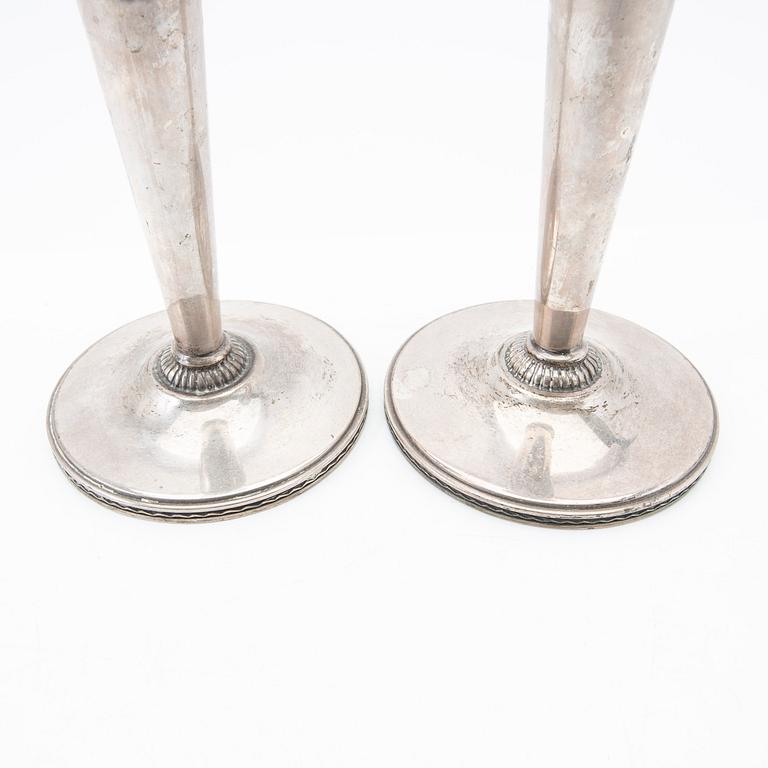 Eric Råström, Candelsticks, a pair, silver, CG Råström, Stockholm 1965.