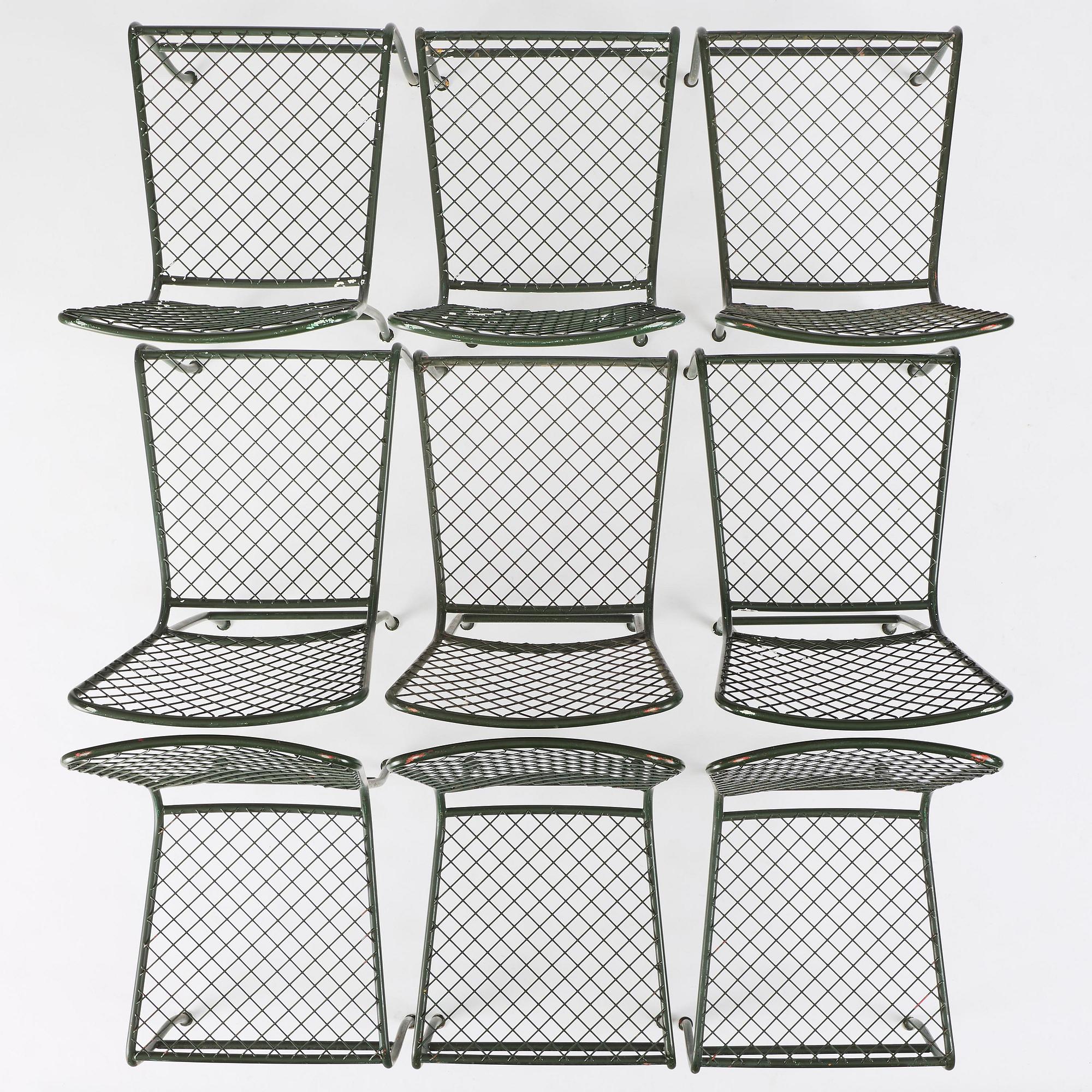 Josef Frank, trädgårdsstolar, nio stycken, modell 591, Firma Svenskt Tenn.