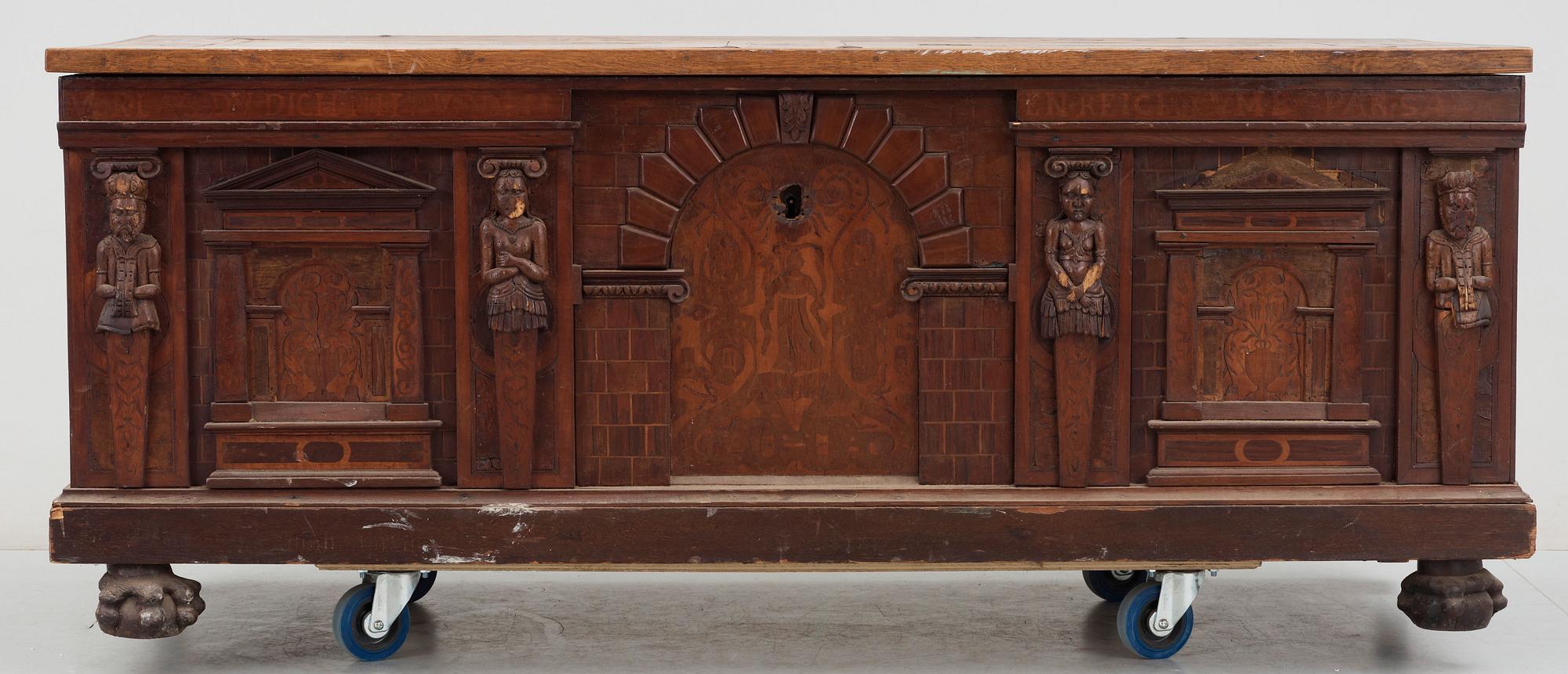 CASSONE, renässans/renässans-stil, delvis 1600-tal.