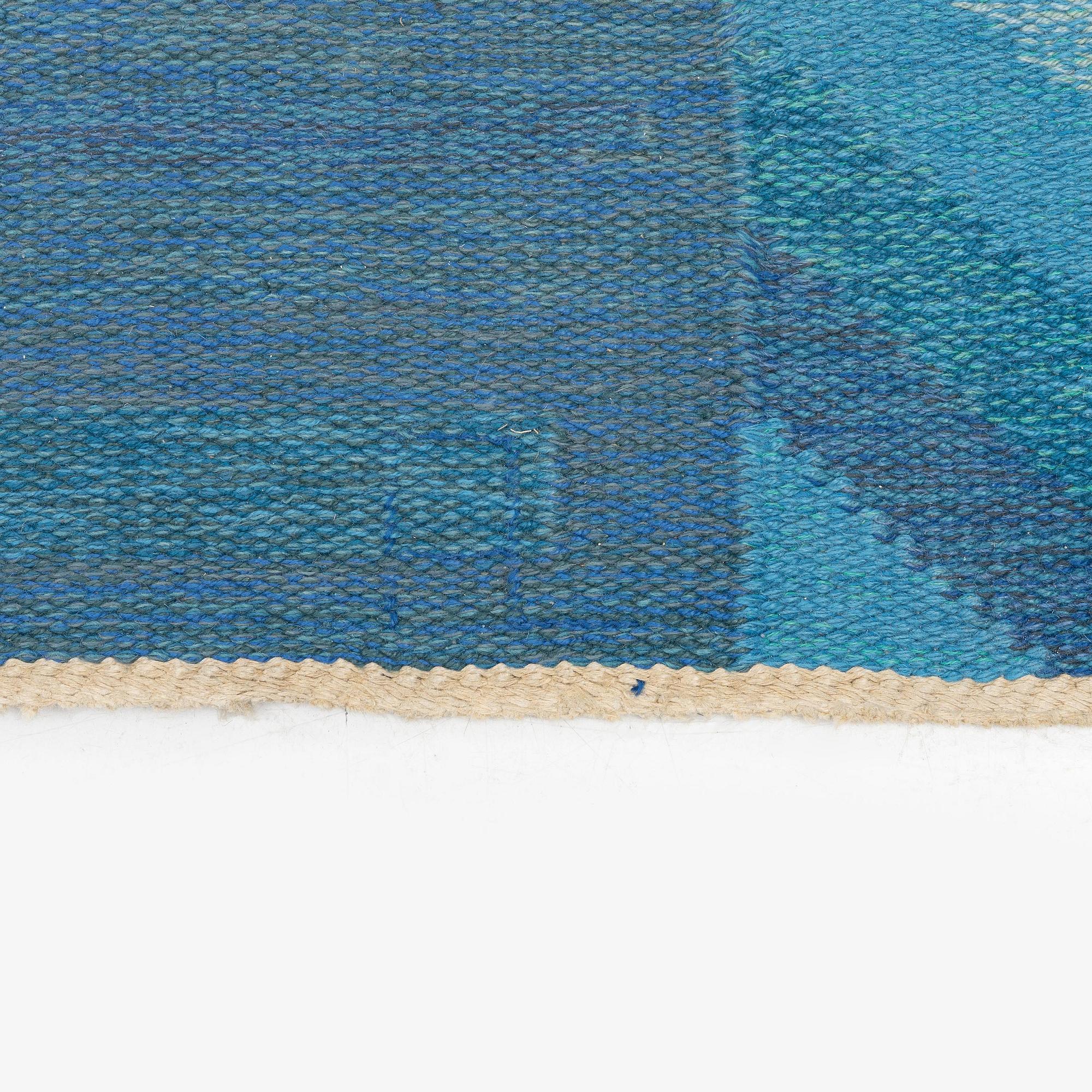 Alice Lund, a carpet, flat weave, c 307 x 250 cm, Alice Lund textiles, signed AL.