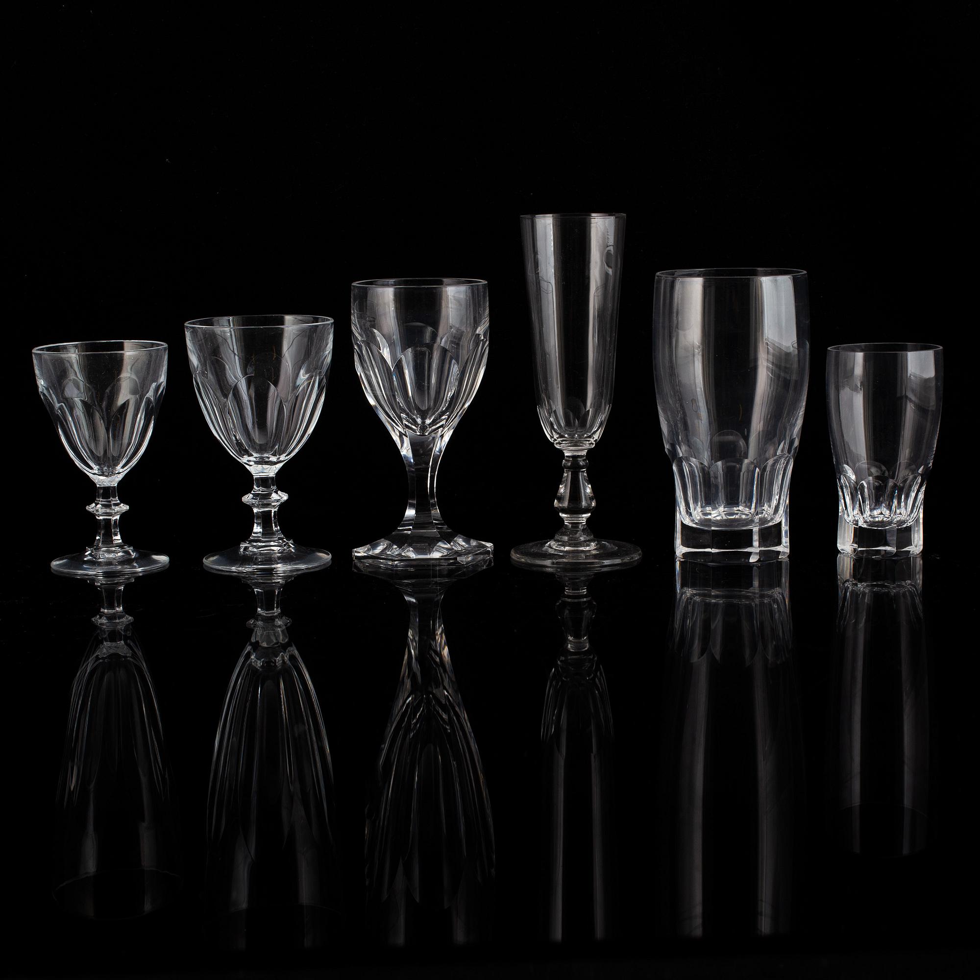 A glass service, 20th Century, presumably Orrefors. (61 pieces).